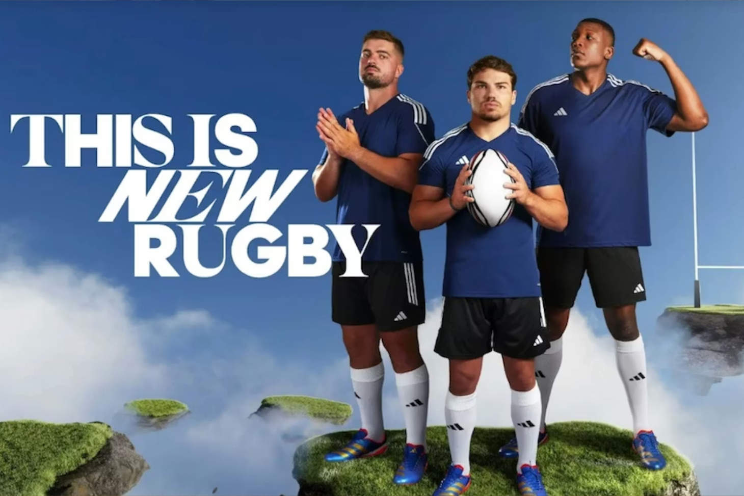 Adidas, bien que non-équipementier officiel du XV de France, a lancé une campagne de publicité avec des joueurs internationaux pendant la Coupe du monde. Capture d'écran